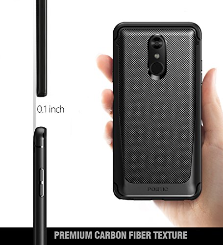 Poetic Karbon Shield Series Designed For Lg Stylo 4 Case, Lg Stylo 4 Plus Case, Slim Fit Shock Absorbing Premium Flexible Soft Tpu Case With Carbon Fiber Texture, Black #TOP6