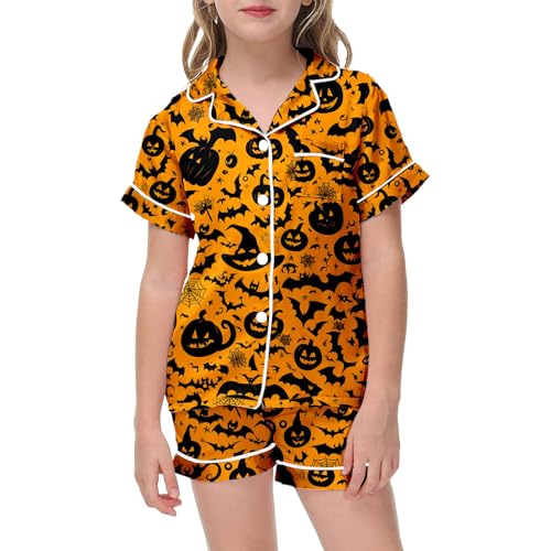 Girls Halloween Outfit Set Casual Printed Round Neck Top and Pants Toddler Kids Comfortable Daily Wear Spring Summer Fall