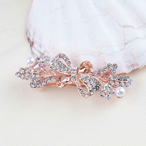Broche de cabello con cristal para boda, color champagne, con pedrería dorada brillante miniatura 7