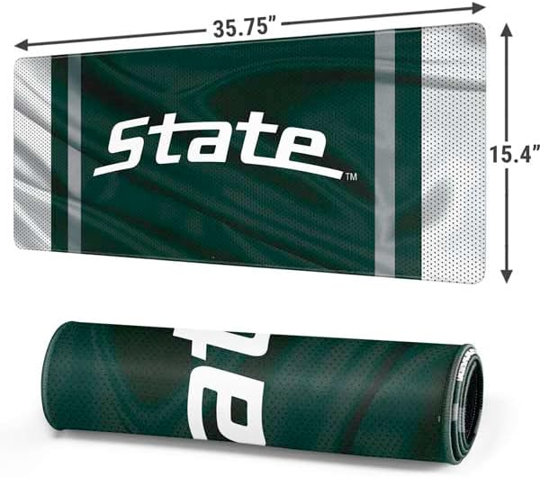 Skinit Extra Large Gaming Mouse Pad - Officially Licensed Michigan State University Jersey Grey Design with Stitched Edges, Waterproof, Non-Slip Rubber Base, Desk Mat for Keyboard & Mouse