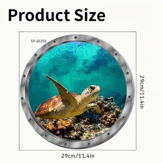 3D Tortoise Toilet Cover Sticker Decals,Sea Ocean Fish Turtle Waterproof Toilet Lid Tank Seat Decals Cistern Self-Adhesive Bathroom Wall Sticker