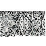 Ambesonne Oriental Window Valance Pack of 2, Mosaic Design Curlicue Leaves and Surreal Huddles Print Modern Bohemian, Rod Pocket Curtain Valances Kitchen Bedroom, 54' X 18',Dark Blue Grey and Dimgray