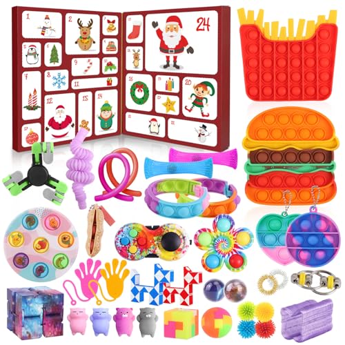 Adventskalender Kinder Mit 24 Pcs Fidget Toys Adventskalender 24 Tage Weihnachts Countdown Kalender Von Sensorik Überraschungen Party Spielzeug Geeignet für 3-12 Jahre alt Kinder Jungen Mädchen