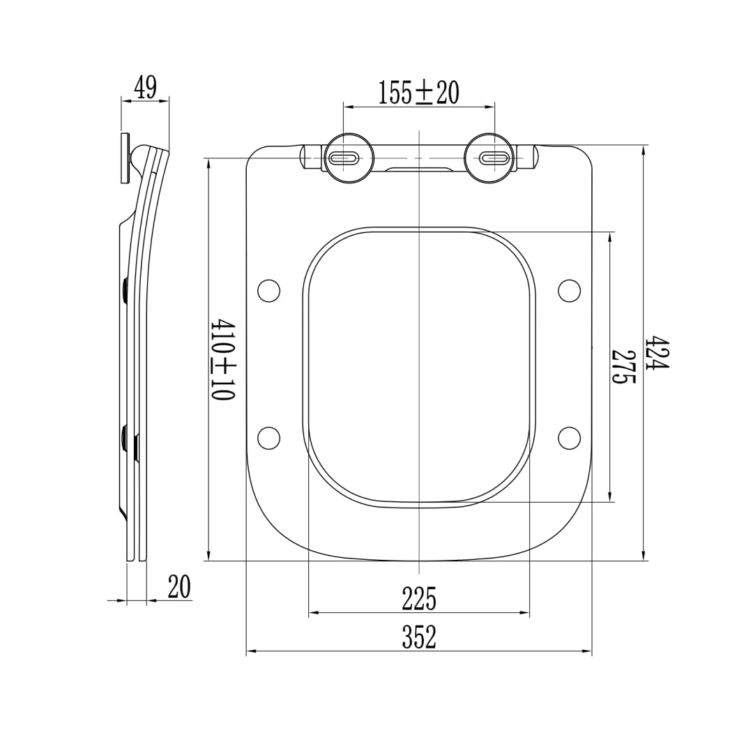 Kiamami Valentina - Copriwater quadrato in termoindurente slim con chiusura rallentata