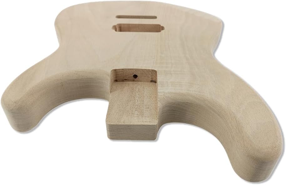 Yinfente Electric Guitar Body Mahogany Wood H Pickups Unfinished for Guitar Building Replacement Guitar Body(Round back plate hole)