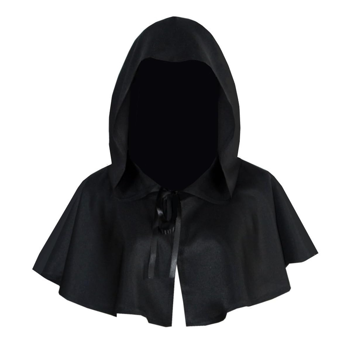 Adults Halloween Hooded Cloak Cape, Unisex Medieval Gothic Cowl Hat, Vintage Hooded Short Witch Wizard Cape, Renaissance Monk Cape for Fancy Dress Cosplay Christmas Party Costume Accessory Props