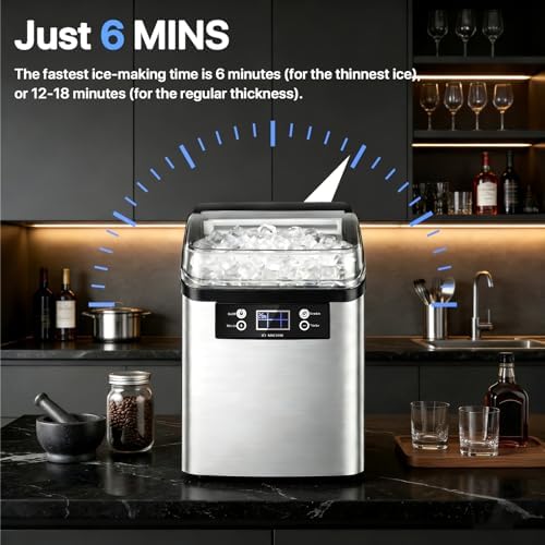 VITESSE Nugget Ice Makers Countertop,44lbs in 24Hrs, 9 Ice Cubes Ready in 6 Mins 9 Sizes,Auto-Cleaning Ice Makers Portable Ice Machine for Home Kitchen Office Party & Large Families - 5