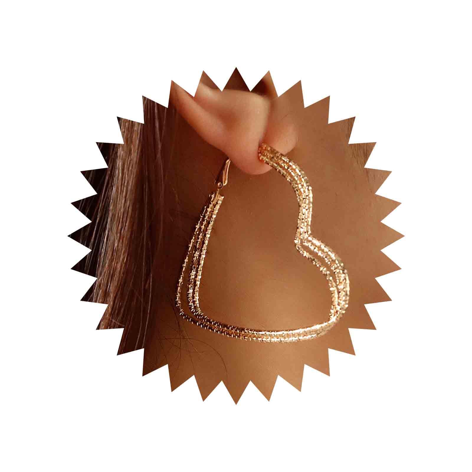 Yienate Boho Grande Cuore Cerchio Goccia Orecchini D'oro Matrimonio Sposa Amore Cuore Loop Orecchini Multi Strato Geometrico Cuore Borchie Orecchini Dichiarazione Cuore Vuoto Orecchini Per Donne