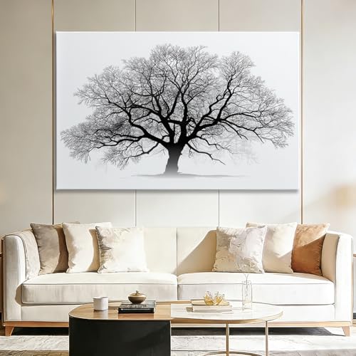 Impression sur toile minimaliste silhouette arbre salon