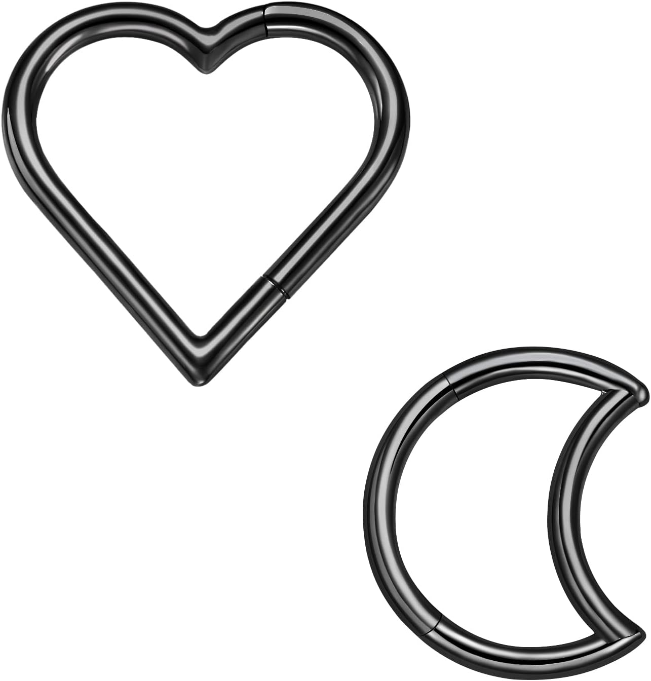 2 Pcs Heart Daith Piercing Jewelry, Hypoallergenic Clicker Hoop, 16G Rook Cartilage Helix Earrings
