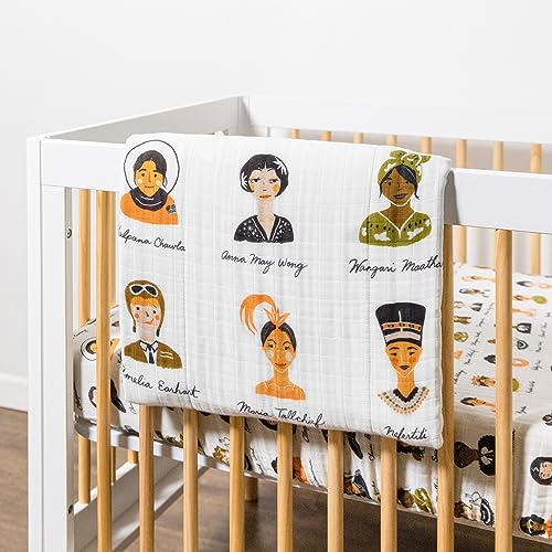 Image of Babyletto 100% Organic Cotton Quilt, GOTS-Certified, 3-Layers of Ultra-Soft and Breathable Muslin - Women in History