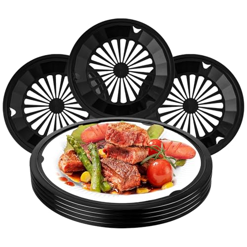 XPAPOV 12 Packs Paper Plate Holders Heavy Duty with Snap-in Grooves 10 Inch Reusable Plastic Paper Plate Holders Supports for Picnic Party Dinner (Black)