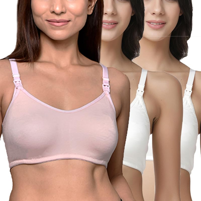 Image of Inner Sense Organic Cotton Bamboo Nursing Bra for Women I Non Padded Feeding Bra with Keyhole Back Design I Wire Free Maternity Innerwear with Full Coverage