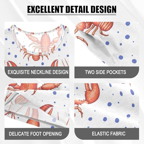 Red Lobsters Pajama Set Pajamas Sleepwear Nightwear Loungewear Clothes Set B04051494