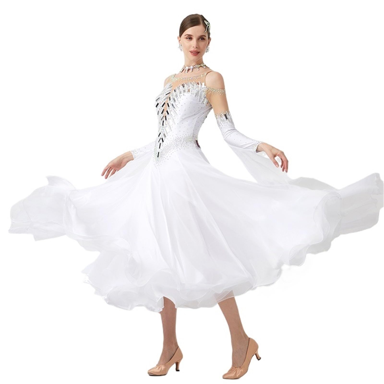Trikot Mädchen Frauen Modern Dance Strass Farbe Vielfalt Kleid Ballsaal Nationalen Standard Walzer Wettbewerb Leistung