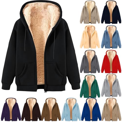 Giacca con Cappuccio Donna in Peluche Larga Casual Foderato Piumino