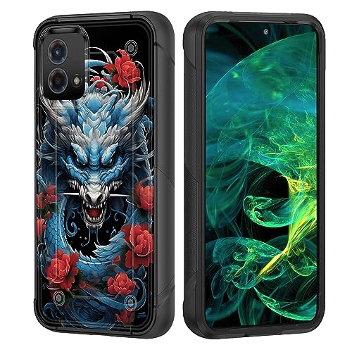 wiaekosef for Moto G Stylus 5G 2023 Case,Heavy Duty Dual Layer Hard PC & Soft Silicone Rugged Bumper Shockproof Protective Case for Motorola Moto G Stylus 5G 2023,Dragon Rose - image 1