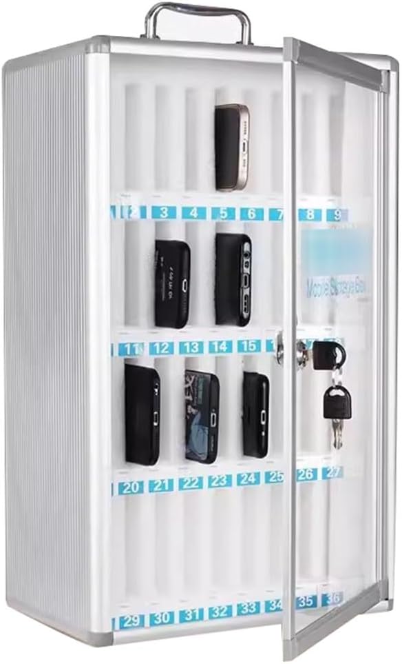 36 Slots Cell Phone Locker Box Aluminum Alloy Cell Phone Organizers,Company Restaurant Mobile Phone Storage Box