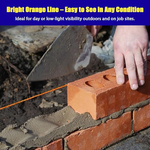 REALDOOGYMX #18 Mason Line String, 540 Feet Braided Nylon Twine with 5 Built-in Levels, High-Visibility String Line for Construction, Gardening, DIY, and Outdoor Projects (Fluorescent Orange)