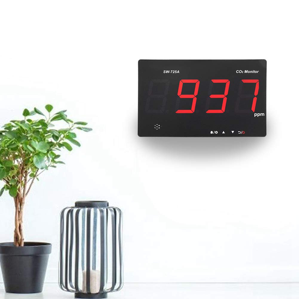 Kohlendioxid Detektor, Großer LCD Bildschirm, Wandmontierter Luftqualitätsmonitor mit 3,5 Mm Steckerloch, Hochpräziser CO2 Monitor für Familien, Labore, Büros, Hotels