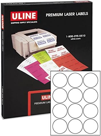 Uline Circle Laser Labels - Round, White, 2 1⁄2