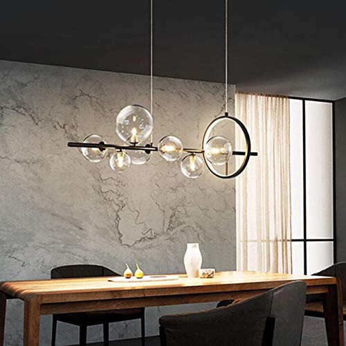 Lustre G9 en verre linéaire LED noir pour luminaire îlot de cuisine et chambre