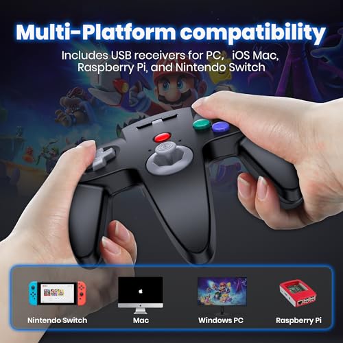 miadore 2.4GHz Wireless N64 Switch Online Controller For Switch 1 2/Switch OLED/lite,Plug & Play,Built-in Rumble,USB Gaming Controllers Compatible with Windows PC/Mac iOS/Raspberry pi(Black) - Image 2