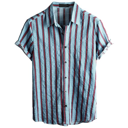 Camisa Casual Hombre EláStica,Camiseta Corta Hombre De Trabajo,Casual de Manga Corta para Playa Verano Estilo Hawaiano Informal Ligera y Polo T Shirt Top