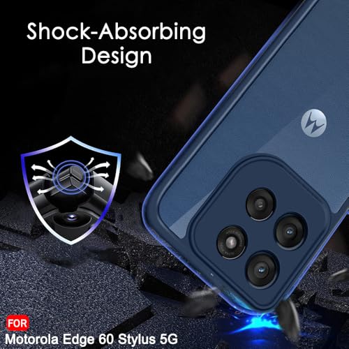Image of TheGiftKart Hybrid Shockproof Back Cover Case for Motorola Moto Edge 60 Stylus 5G | Hard Back Cover for Motorola Edge 60 Stylus (PC & TPU, Transparent Clear Back, Blue Sides)