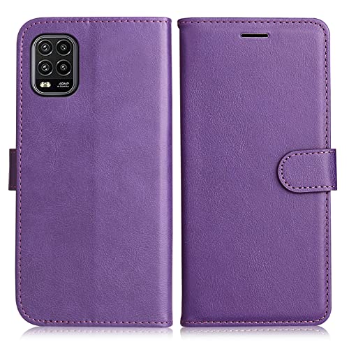 DENDICO Cover per Xiaomi Mi 10 Lite 5G, Premium Portafoglio PU Custodia in PU Pelle, Flip Libro TPU Bumper Caso per Xiaomi Mi 10 Lite 5G, Viola