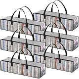 Lifewit CD Storage Bags, Clear PVC Plastic CD Case Holder with Handles, Front Window Zipper Design, Stackable Media Organizer Box for Albums, Hold up to 300 Pcs CDs (50 Each), 6 Pack