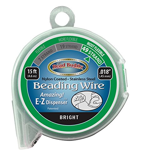 Bead Buddy 49 Strand Beading Wire-Bright-15 Feet In Length.018 Inches Thick-Soft, Flexible And Strong Beading Wire-Jewelry Making Tools #TOP27