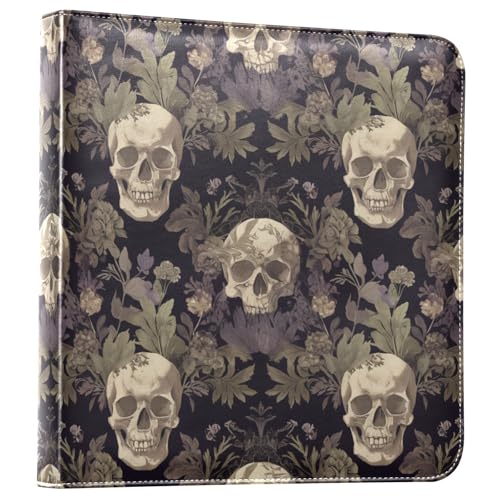 Kigai Skull Photo Album Self Adhesive Scrapbook Album Leather Cover DIY Picture Scrap Book with 20 Adhesive Sheets, 11.8x24x0.8 inch