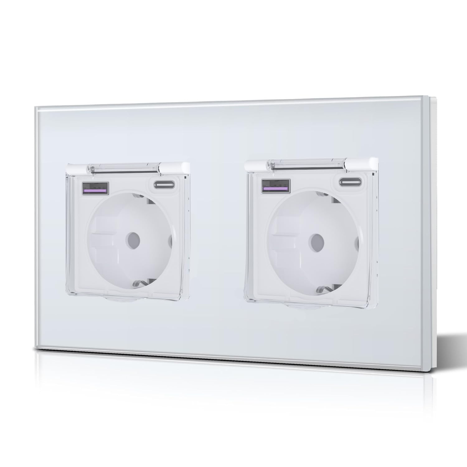 BSEED Enchufe Pared con 20W USB y Tipo C,Enchufe USB C de Cristal,Carga Rápida,3 en 1，Fácil Instalación,1 Enchufe,86mm Blanco — view 69