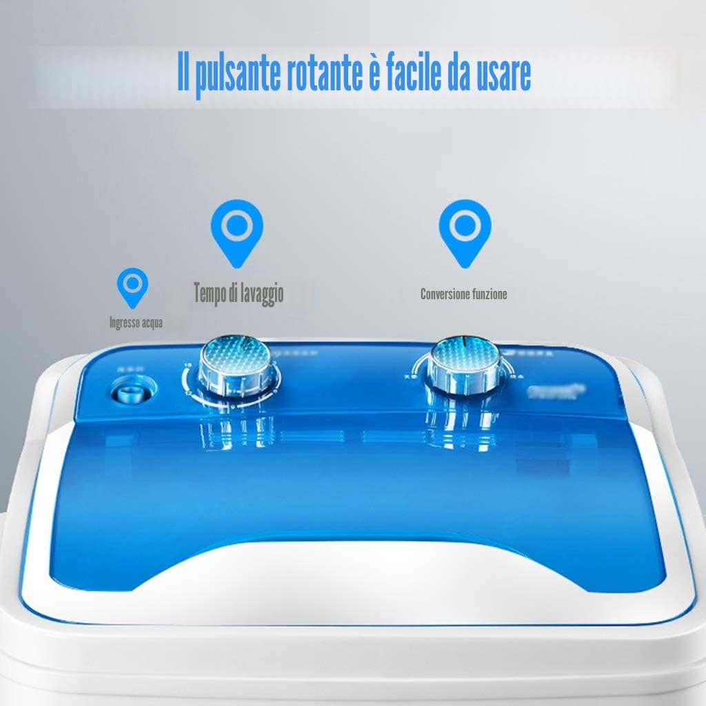 Mini Lavatrice Semiautomatica A Canna Singola di Grande capacità, Design Portatile E Compatto, capacità di Lavaggio Integrata 7KG con Funzione di Cronometraggio