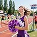 12 Pcs Purple Metallic Cheerleading Pom Poms, 12Inch Cheerleader Pompoms with Baton Handle, Cheerleading Flower Ball for School Team Sports Games Dance Cheering Cheer Pom Poms for Kids Adults