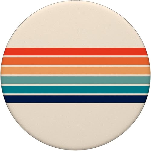 Miniatura 3 de Diseño abstracto de rayas retro de los años 70, diseño vintage con texto "Love PopSockets", agarre y soporte para teléfonos y tabletas, Negro