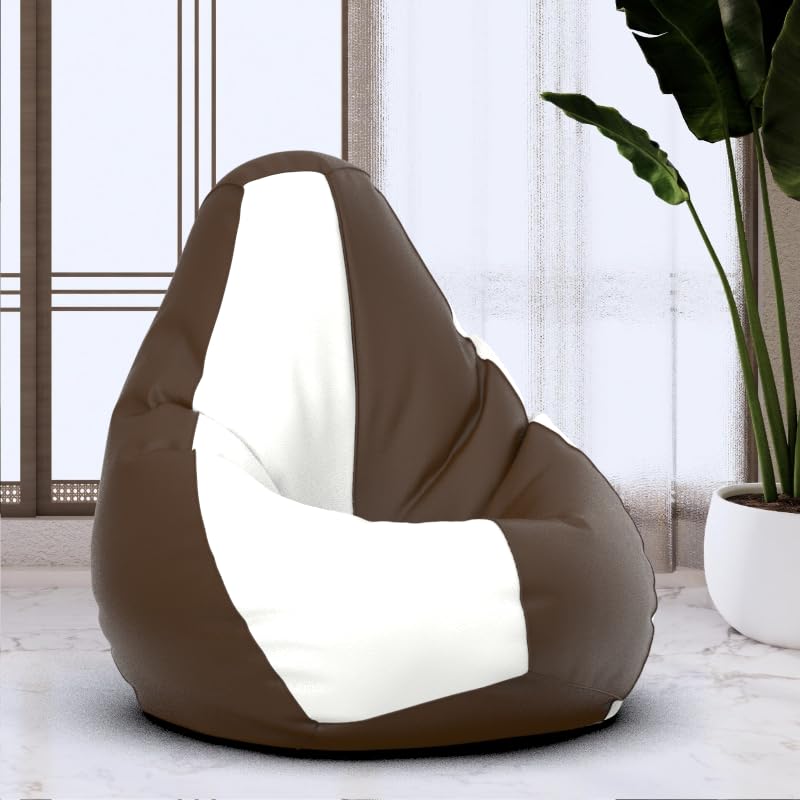 Bean Bag Chair Cover | Size: 1XL | Color: Brown White | Without Beans | Premium Leatherette Cover (CMF 0416)-image-42