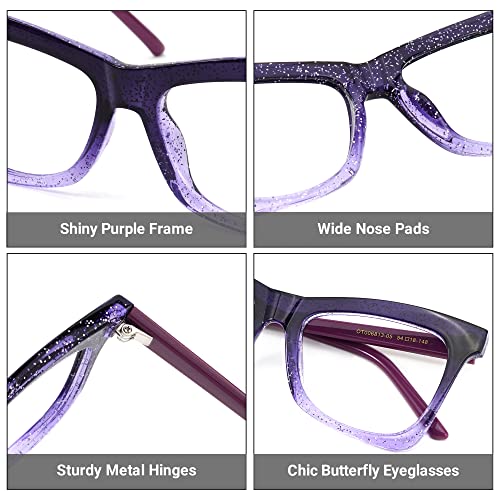 Image of Zeelool Stylish TR90 Oversized Butterfly Glasses with Non-prescription Clear Lens for Women Yaritza OT006813-05 Purple