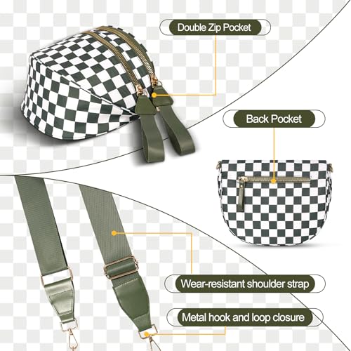 Image of Checkered Crossbody Bag, Bum Bags for Women Crossbody,Spacious Sling Bag Purse Fanny Packs with Shoulder Strap