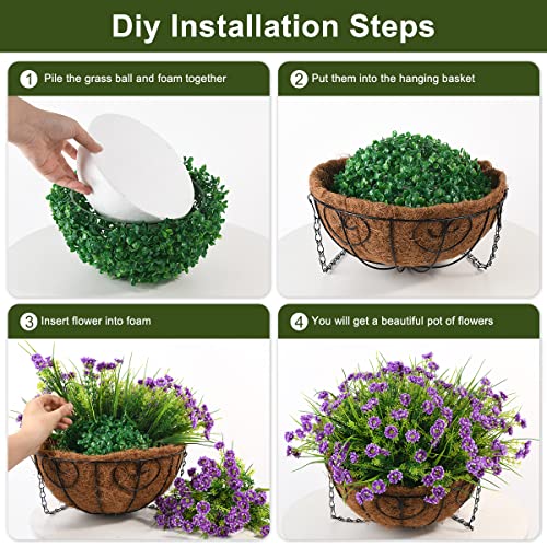 Homsunny Artificial Daisy Flower In Basket, Hanging Flowers Basket Centerpieces, Outdoors & Indoors Flowers In Coconut Lining Hanging Baskets For The Decoration Of Courtyard(Purple) #TOP5