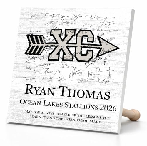 Broad Bay Cross Country Recognition Award Trophy or Coach Gift Plaque - for High School Senior Season, Coaches, Runners - Solid Wood - Sports Award - 10.5x10.5 Inches