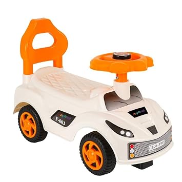 JoyRide F003 Ride-On Car, Horn Steering, Backrest, Big Wheels, Baby Rider for Kids 1 to 4 Years Upto 25 Kgs (White)