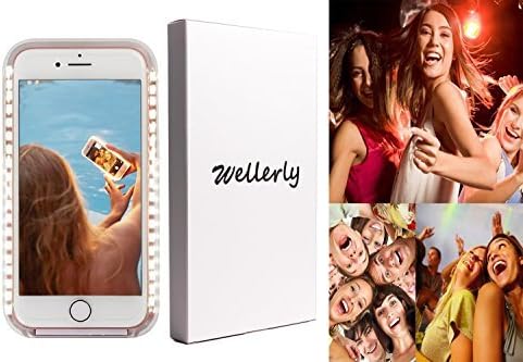 Wellerly iPhone 7 Plus Case, iPhone 8 Plus Case, LED Illuminated Selfie Light Cell Phone Case Cover [Rechargeable] Light Up Luminous Selfie Flashlight Case for iPhone 7/8 Plus 5.5inch (Rose Gold)