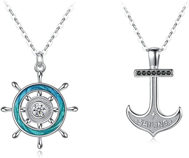 jbshop Collares Collares de Pareja, Exquisito Collar de Plata esterlina, Montar el Viento y Las Olas a la Otra Orilla de la Felicidad. Collares de Mujer