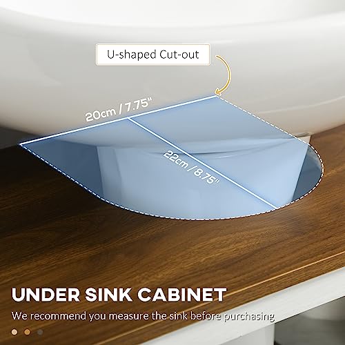 kleankin Farmhouse Under Sink Bathroom Cabinet, Pedestal Vanity Storage Cabinet with Double Doors and Storage Shelves, Bathroom Organizer, White - Thumbnail 4