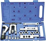  GASMOBE Caja con Abocardador 45º para tubos desde 1/8\" a 3/4\" de doble mordaza + CT274 cortatubos 1/8”~ 1-1/8” (3~28mm) + BT-122 Llave carraca 3/8\", 5/16\", 1/4\" y 3/16\".