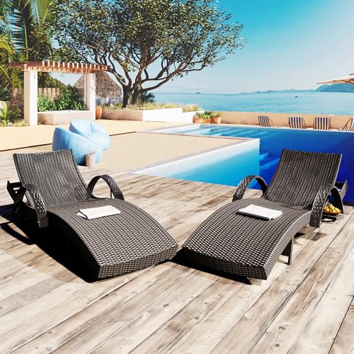 AOPNOMU Minimalist Outdoor Lounge Chair, Pool Lounge Chair Wicker, Patio
