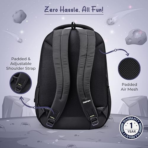 Image of Gear Anatomy Space 19 inch /38L Large Water Resistant School Bag | Casual Backpack | Daypack | Travel Backpack | Kids Bag for Boys /Girls (Black - Black)