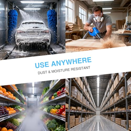 Image of 4FT LED Vapor Tight Light Fixture 1Pack,7800LM,60W /50W /40W /30W Adjustable, 5CCT 6500K-3000K Color Selectable,ETL Listed,IP65 Waterproof Vapor Proof Light for Car Wash,Warehouse,Basement
